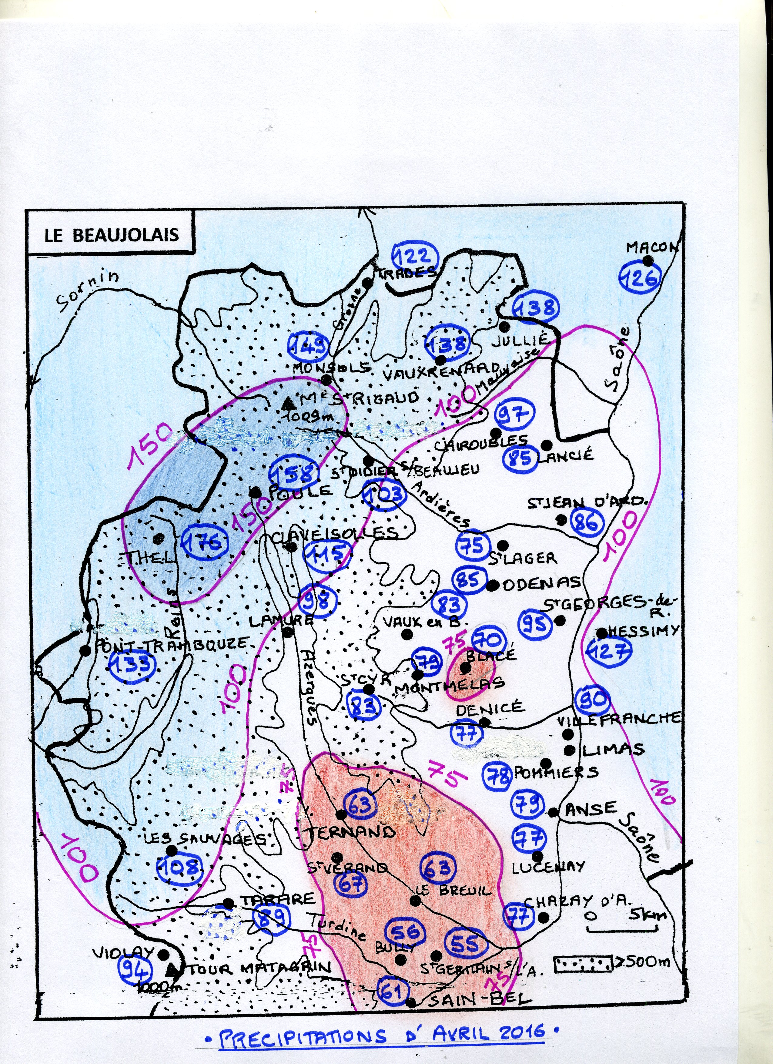 Carte Pluvio Beaujolais AVRIL  2016  001